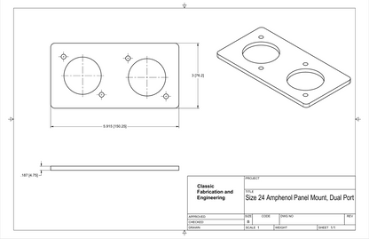Dual Port Weld in mount for Size 24 Amphenol panel mount connectors